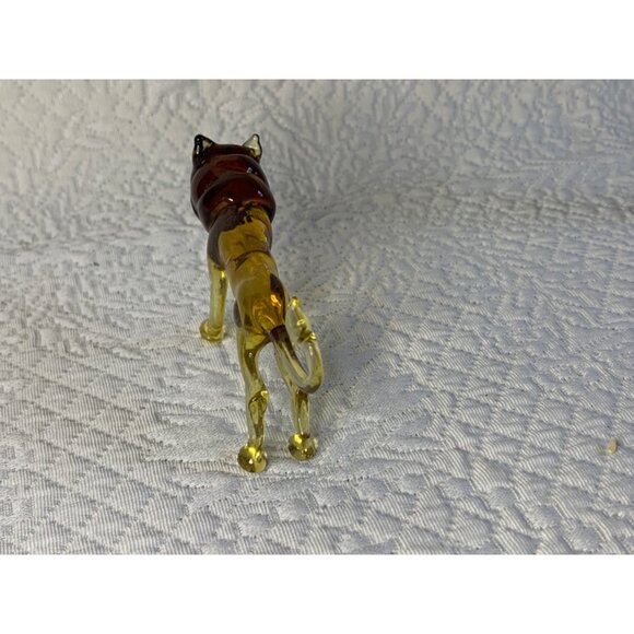 Blown Glass Lion Amber figure Vintage 2.5 inch tall - Picture 3 of 13